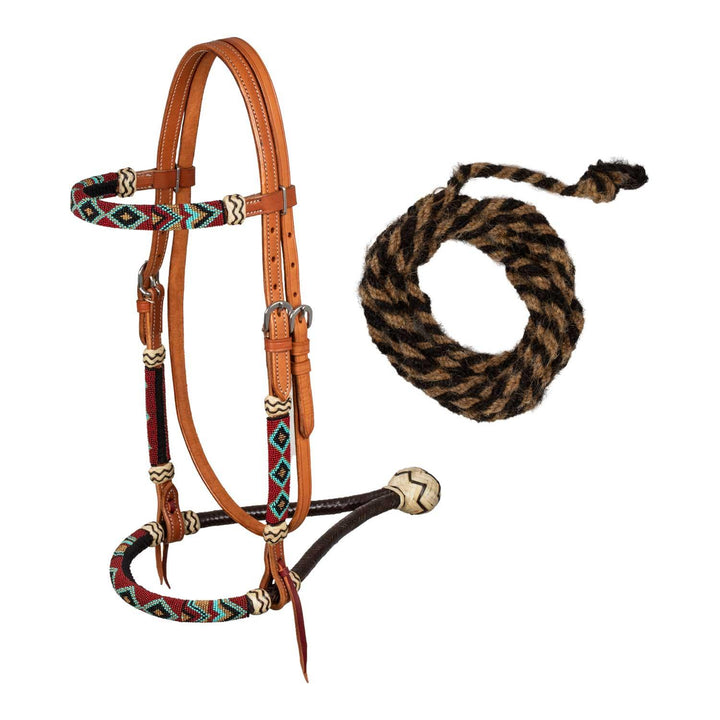 Pool's burgundy pearls set with horsehair mecate reins