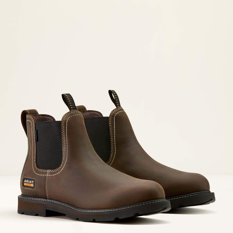 Ariat Groundbreaker chelsea waterproof soft toe work boot for men